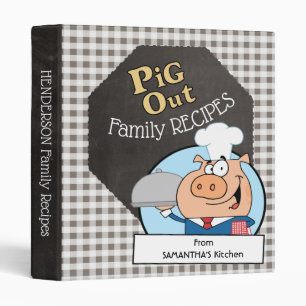 Grey & White Gingham Chalkboard  Recipe Binder