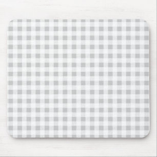 Grey White Gingham Pattern Mouse Pad