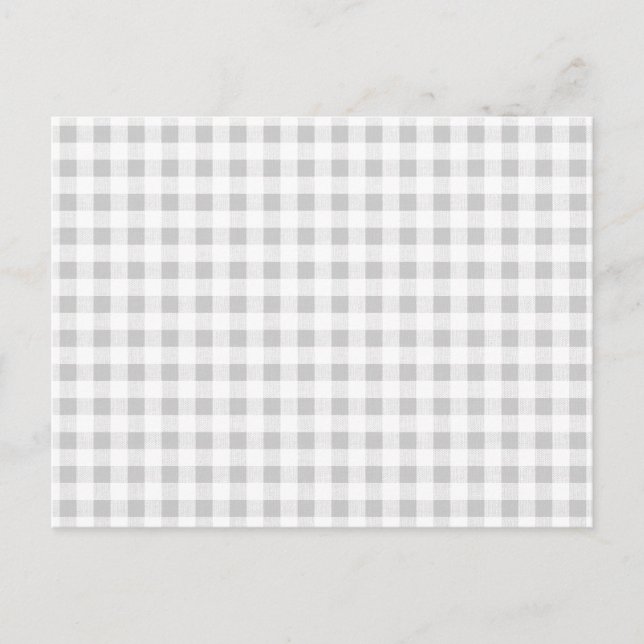 Grey White Gingham Pattern Postcard (Front)