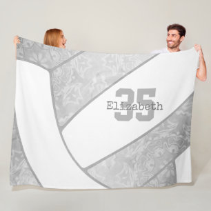grey white girly volleyball sports decor fleece bl blanket