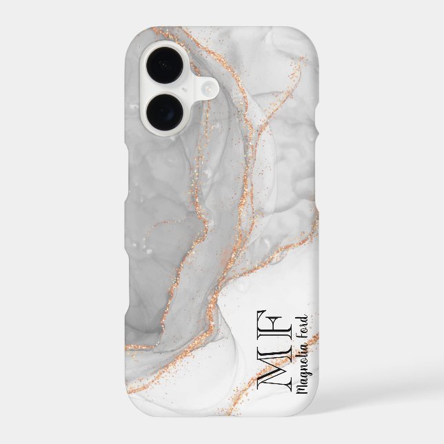Grey White Gold Glitter Marble Customizable (Back)