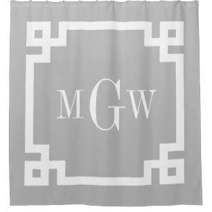 Grey White Greek Key #2 Framed 3I Monogram