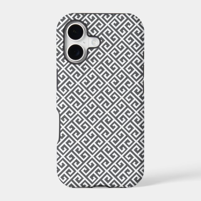 Grey & White Greek Key Pattern iPhone 5 Case (Back)