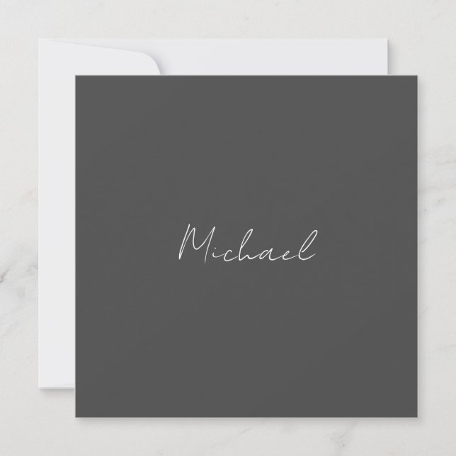 Grey White Handwritten Minimalist Your Name (Front)