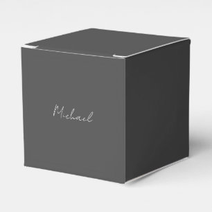 Grey White Handwritten Minimalist Your Name Favor Box