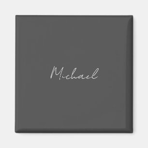 Grey White Handwritten Minimalist Your Name Magnet