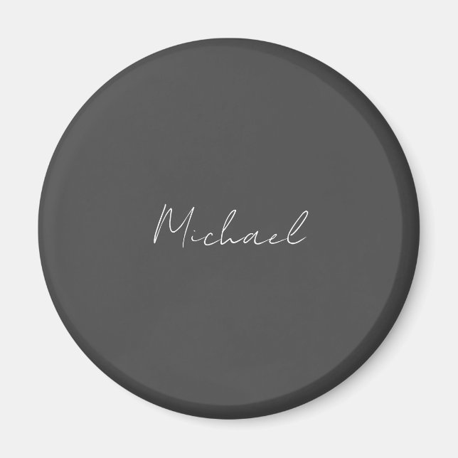 Grey White Handwritten Minimalist Your Name Magnet (Front)