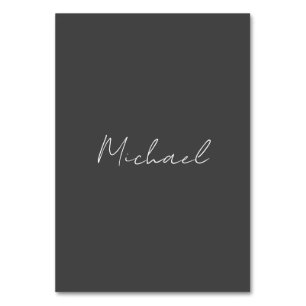 Grey White Handwritten Minimalist Your Name Table Number