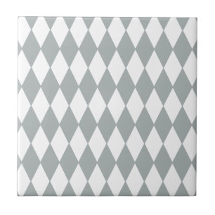 Grey White Harlequin Pattern Tile