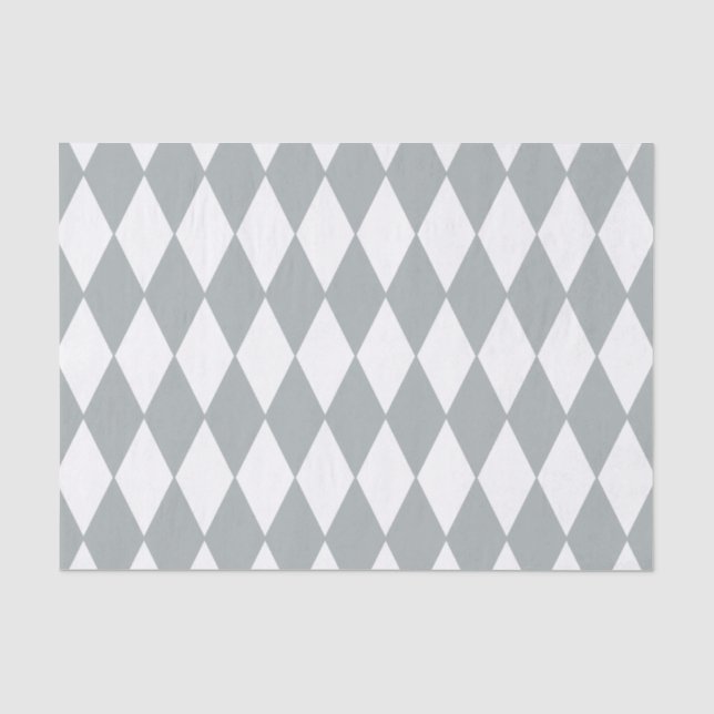 Grey White Harlequin Pattern Tissue Paper (Front)