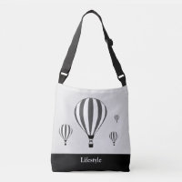 Grey & white hot air balloons on silver and black