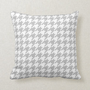 Grey & White Houndstooth Any Size Customizable Throw Pillow
