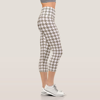 Grey & White Houndstooth  Capri Leggings