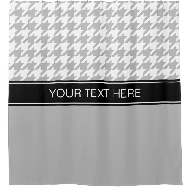 Grey White Houndstooth CB Black Name Monogram (Front)