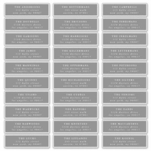Grey White individual guest wedding address labels
