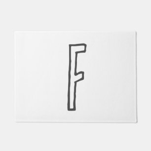 Grey & White Initial Letter Monogrammed Plain Doormat