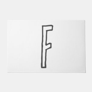 Grey & White Initial Letter Monogrammed Plain Doormat