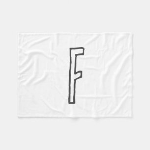 Grey & White Initial Letter Monogrammed Plain Fleece Blanket