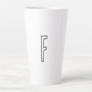 Grey & White Initial Letter Monogrammed Plain Latte Mug