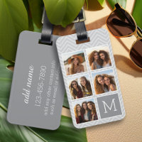 Grey White Instagram 5 Photo Collage Monogram