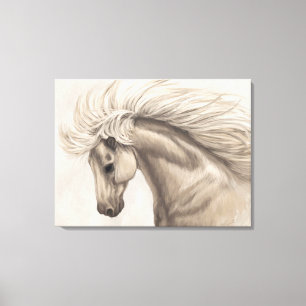 Grey White Ivory Horse Wild Mane Canvas Print