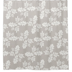 Grey White Leaves Vintage Line Leaf Pattern 