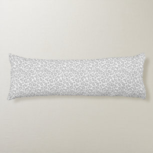 Grey White Leopard Print Body Pillow