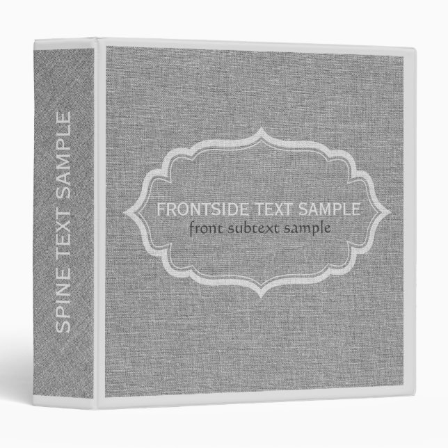 Grey & White Linen Texture Print Binder (Front/Spine)
