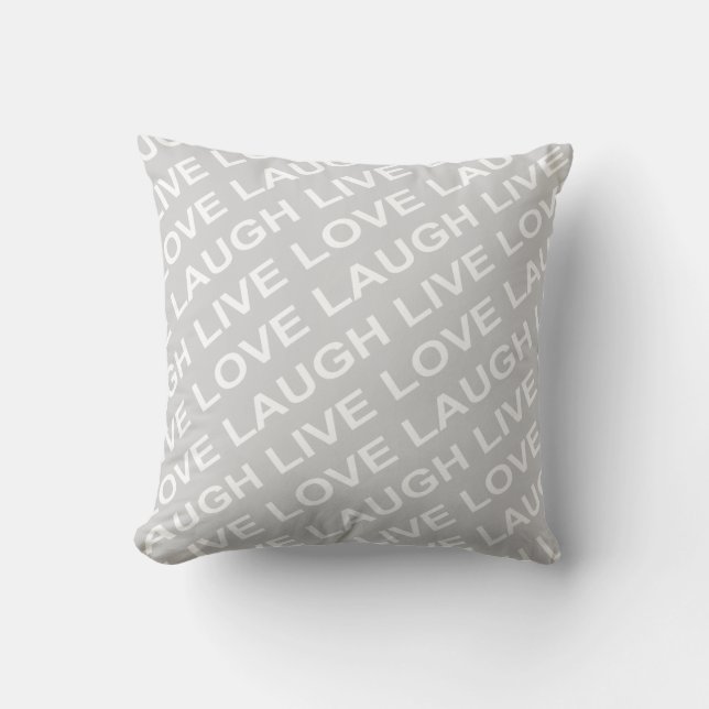 Grey White Love Pattern Pillow (Front)