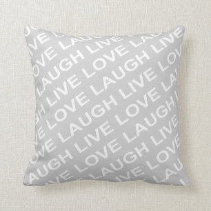 Grey White Love Pattern Pillow