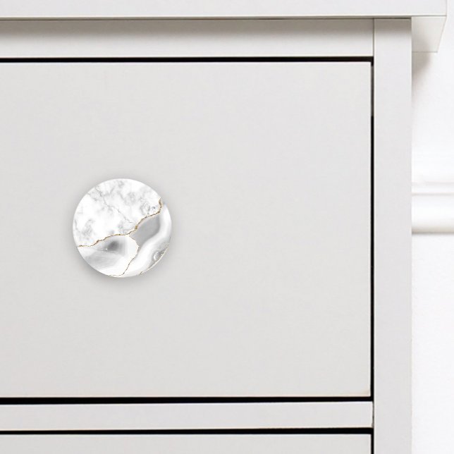 Grey White Marble Agate Gold Glitter Ceramic Knob (Creator Uploaded)