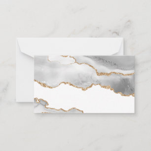 Grey White Marble Agate Refined Golden Glitter Card