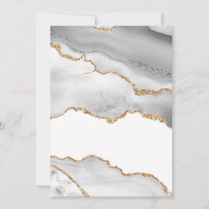 Grey White Marble Agate Refined Golden Glitter Invitation