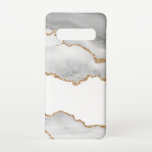 Grey White Marble Agate Refined Golden Glitter Samsung Galaxy Case<br><div class="desc">If you are a lover of art,  precious stones,  elegance and glamour,  this beautiful and incredible design with the appearance of a marble or agate stone will be perfect for you,  with a delicate combination of colours such as white and grey.</div>