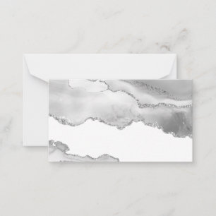 Grey White Marble Agate Simple Silver Glitter Card