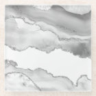 Grey White Marble Agate Simple Silver Glitter