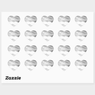 Grey White Marble Agate Simple Silver Glitter Heart Sticker