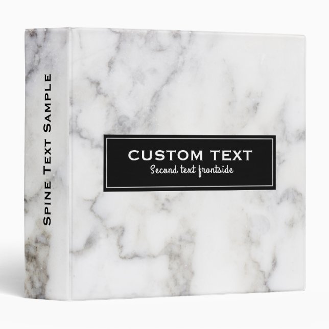 Grey & White Marble Black Accent Binder (Front/Spine)