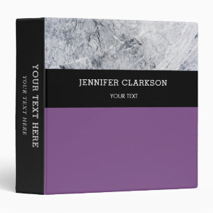 Grey white marble purple personalized school binder