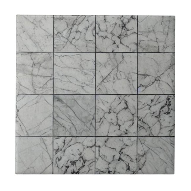 Grey white marble squares ceramic tiles (Front)