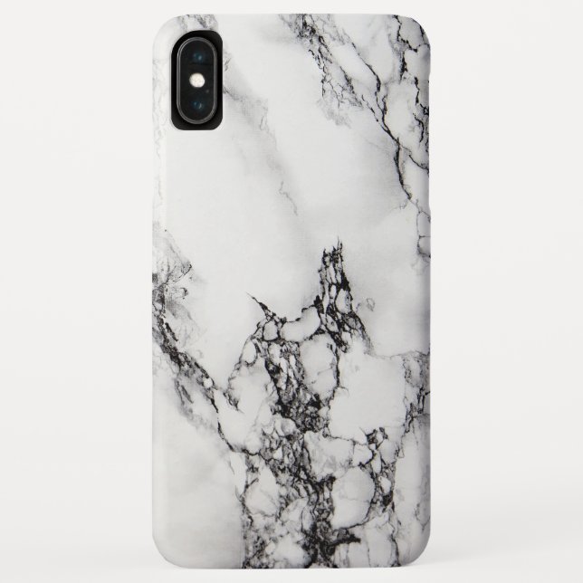 Grey White Marble Stone Black Crack Case-Mate iPhone Case (Back)
