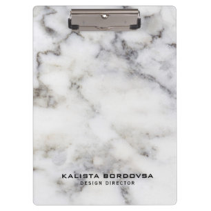Grey & White Marble Stone Clipboard