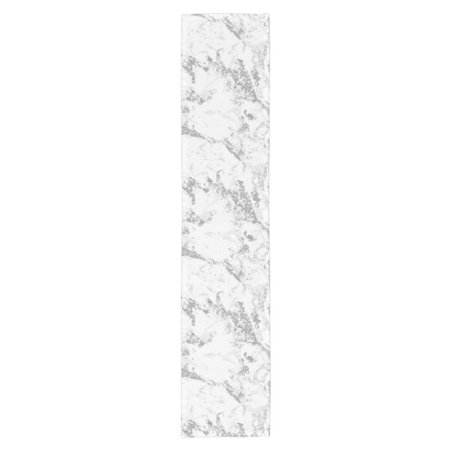 Grey White Marble Stone Pattern Table Runner (Front)