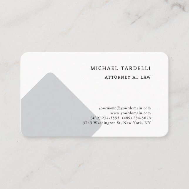 Grey White Minimalist Classical Professional Business Card (Front)