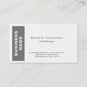 Grey White Minimalist Modern Plain Business Card