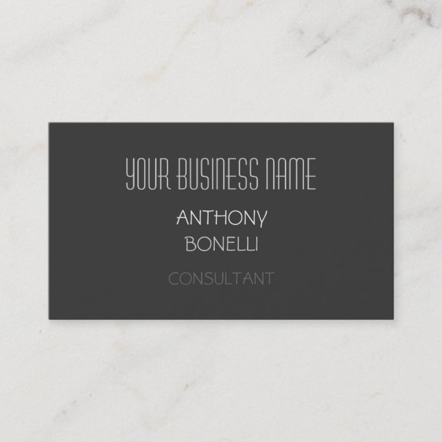 Grey White Modern Charming Business Card (Front)