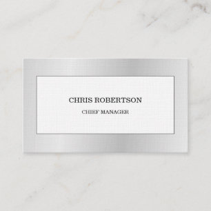Grey White Modern Minimalist Plain Premium Linen Business Card
