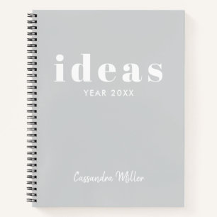 Grey & White Modern Personalized Sketchbook Notebook