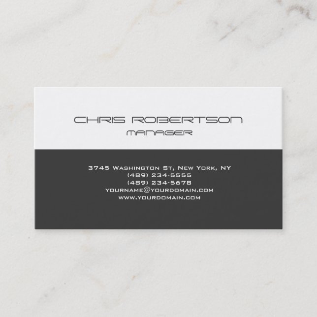 Grey White Modern Simple Plain Business Card (Front)