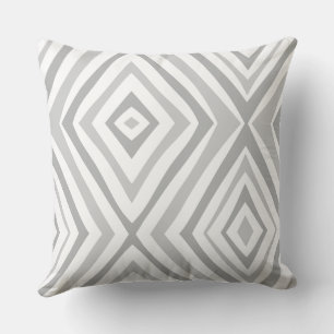 Grey White Modern Simple Square Throw Pillow